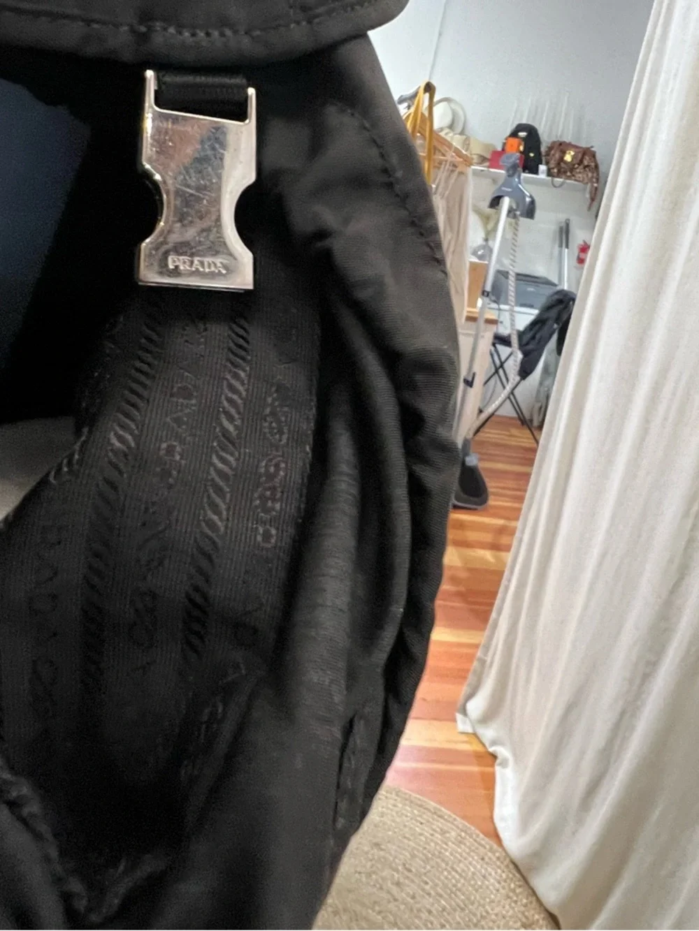 Prada Black Drawstring Nylon Backpack